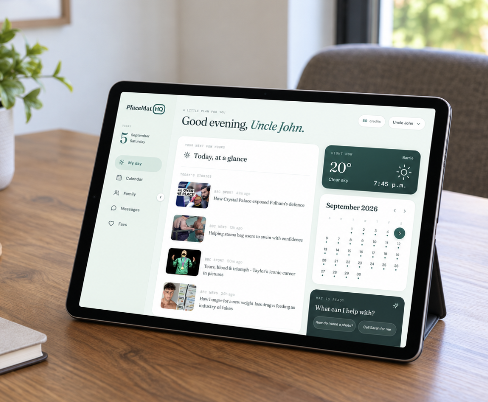 PlaceMatHQ on a tablet